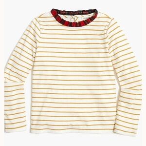 Nwt J.Crew Crewcuts Girls' Long-sleeve Woven Ruffleneck Top Size Large